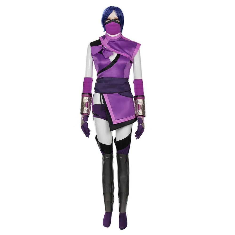 5884 Mileena Cosplay Costume MK 11 Sexy Bodysuit Purple Fancy Dress